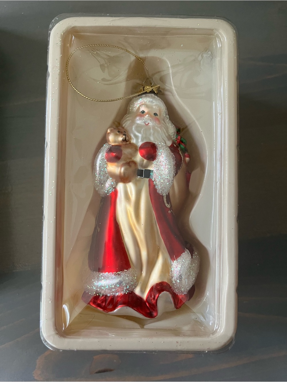 PartyLite Father Christmas Glass Ornament P7631